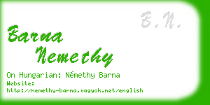 barna nemethy business card