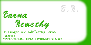 barna nemethy business card